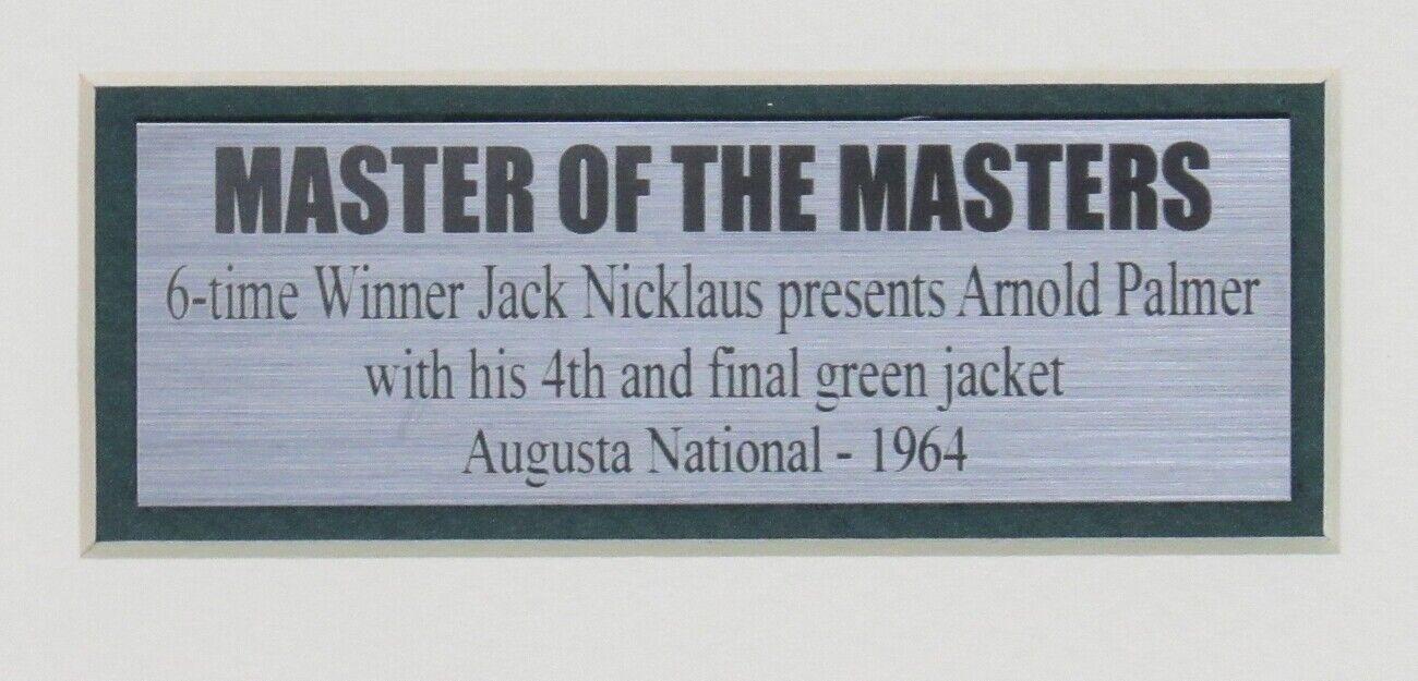 Arnold Palmer/Jack Nicklaus "Master of the Masters" 11x14 Framed Photo w/Laser