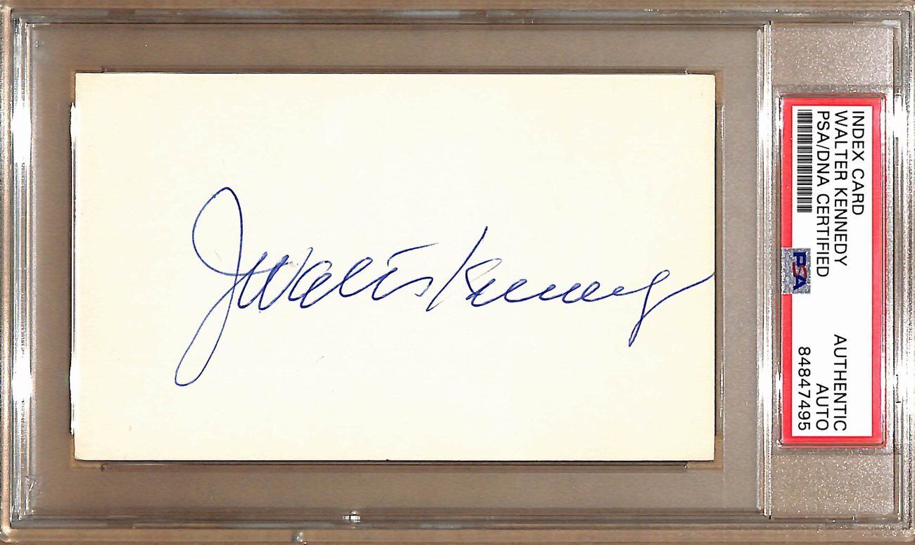 Walter Kennedy Autographed 3x5 Index Card 2nd NBA Commissioner PSA/DNA 178811