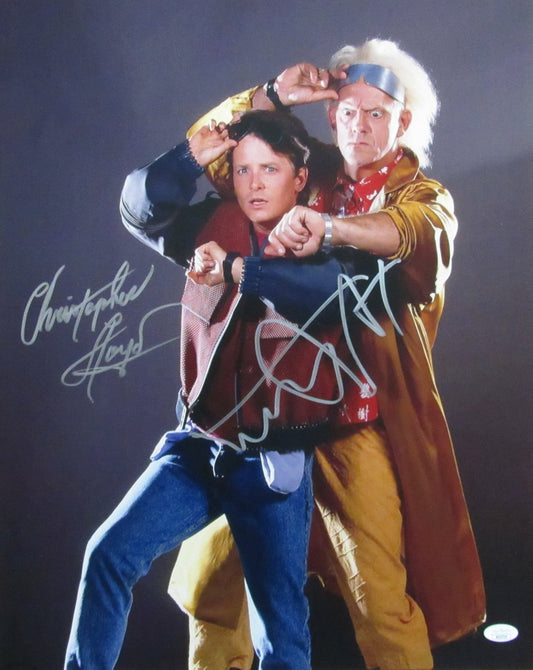 Michael J Fox/Christopher Lloyd Sign/Auto 16x20 Photo Back to Future JSA 174006