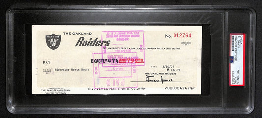 AL Davis Signed/Autographed 1977 Oakland Raiders Check JSA