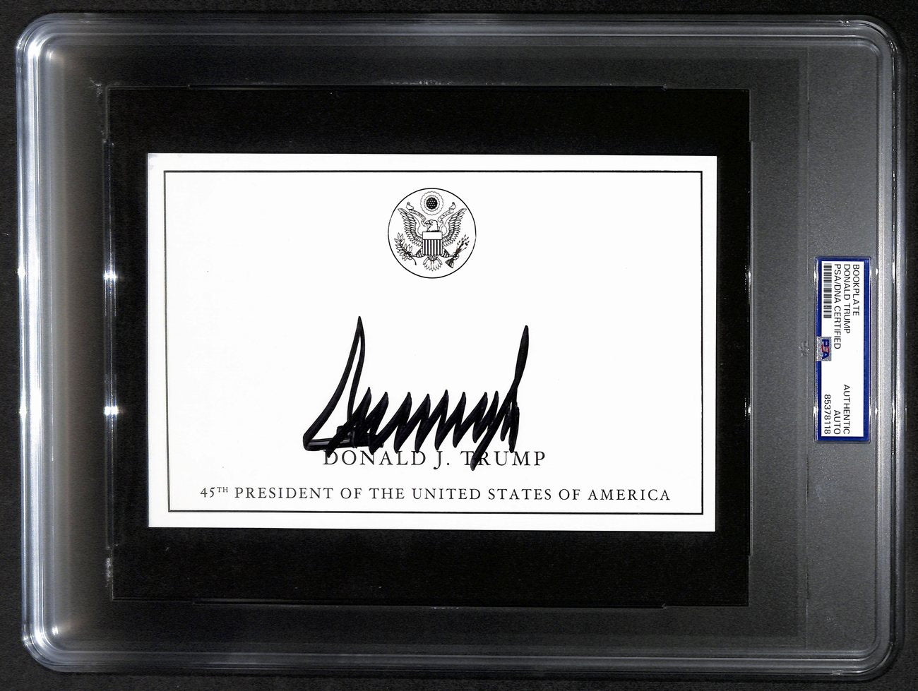 President Donald J Trump Autographed 8.5x5.5 Book Plate Card PSA/DNA 193191