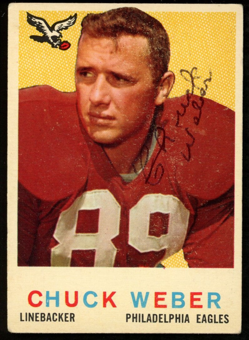 1959 TOPPS Football Card #94 Signed/Auto Chuck Weber Philadelphia Eagles