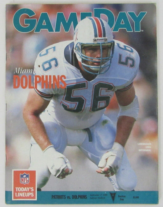 September 17, 1989 New England Patriots vs. Miami Dolphins NFL GameDay Program