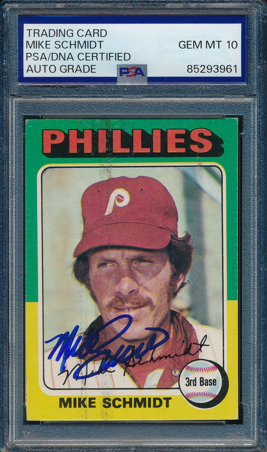1975 Topps Mike Schmidt Phillies Card #70 Signed PSA/DNA GEM MINT 10 190438
