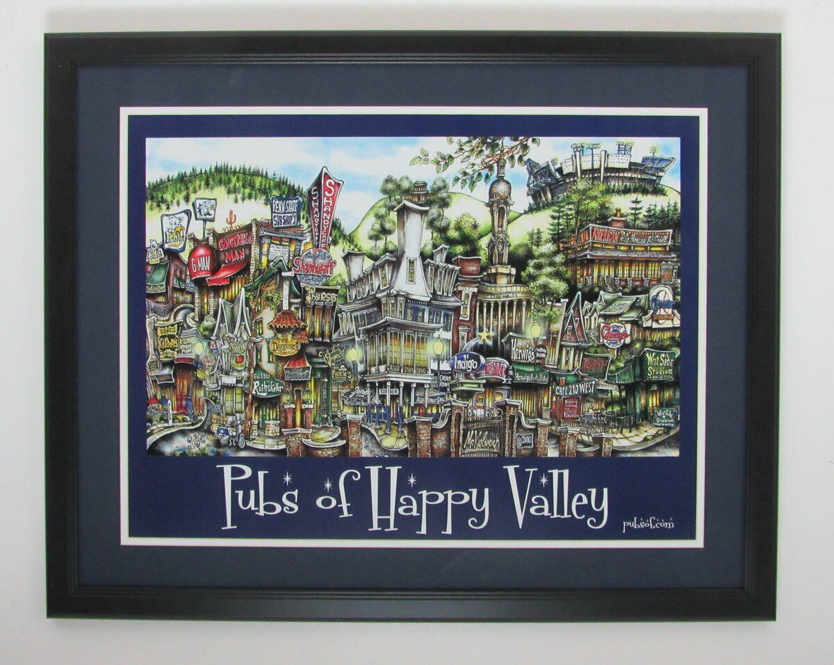 Pubs of Happy Valley Penn State 18x24 Photo Framed 143051