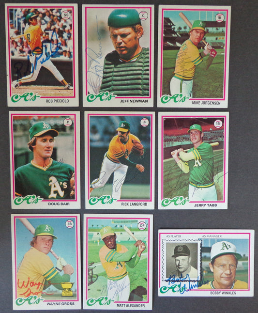 Lot of (9) Oakland A's Autographed 1978 TOPPS Baseball Cards 183163