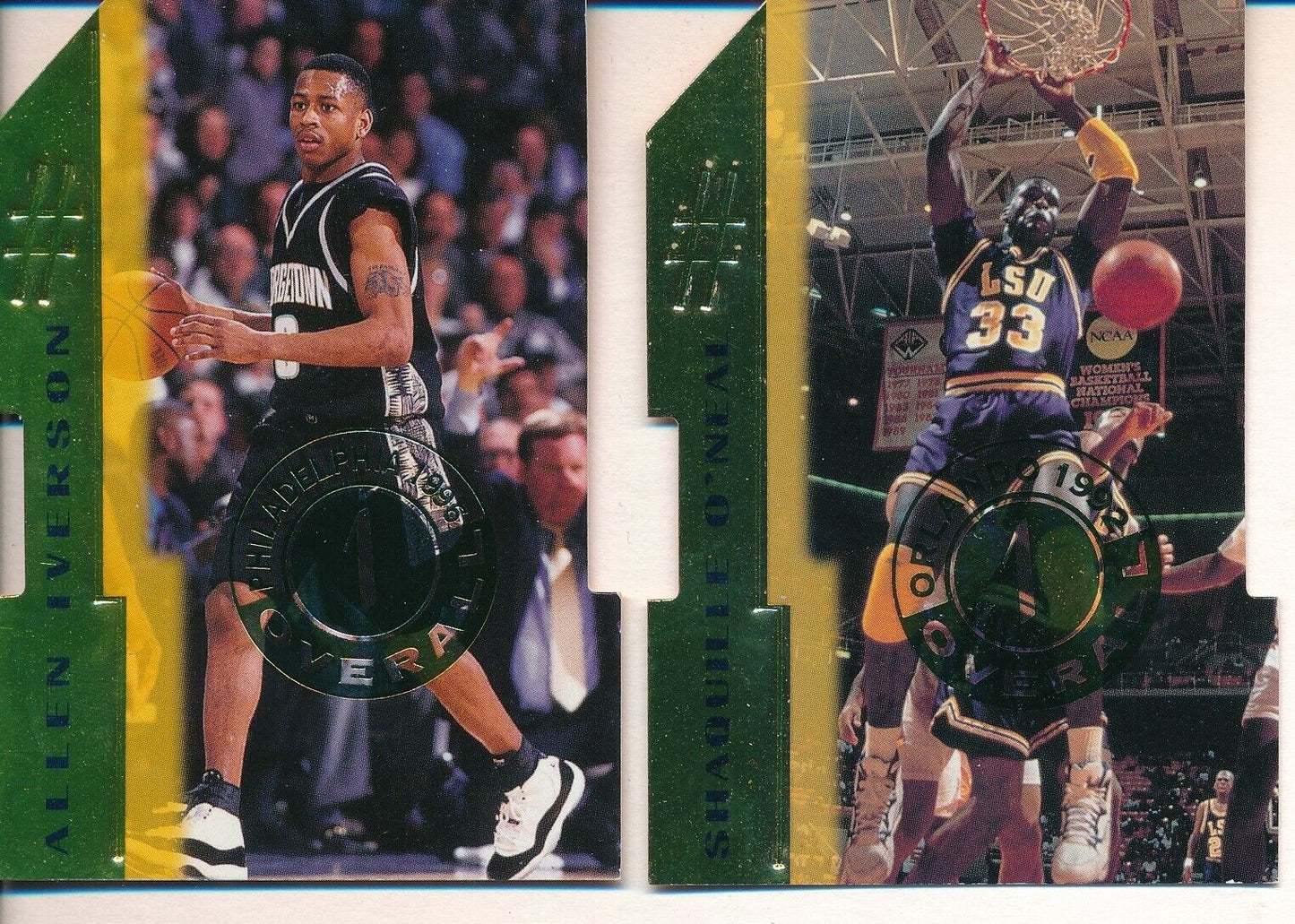 Lot of 2 1996 Score Board Cards Shaquille O'Neal #14, Allen Iverson #1 159451