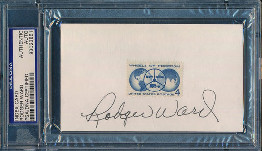 Rodger Ward Signed 3x5 Index Card Indianapolis 500 PSA/DNA 181069