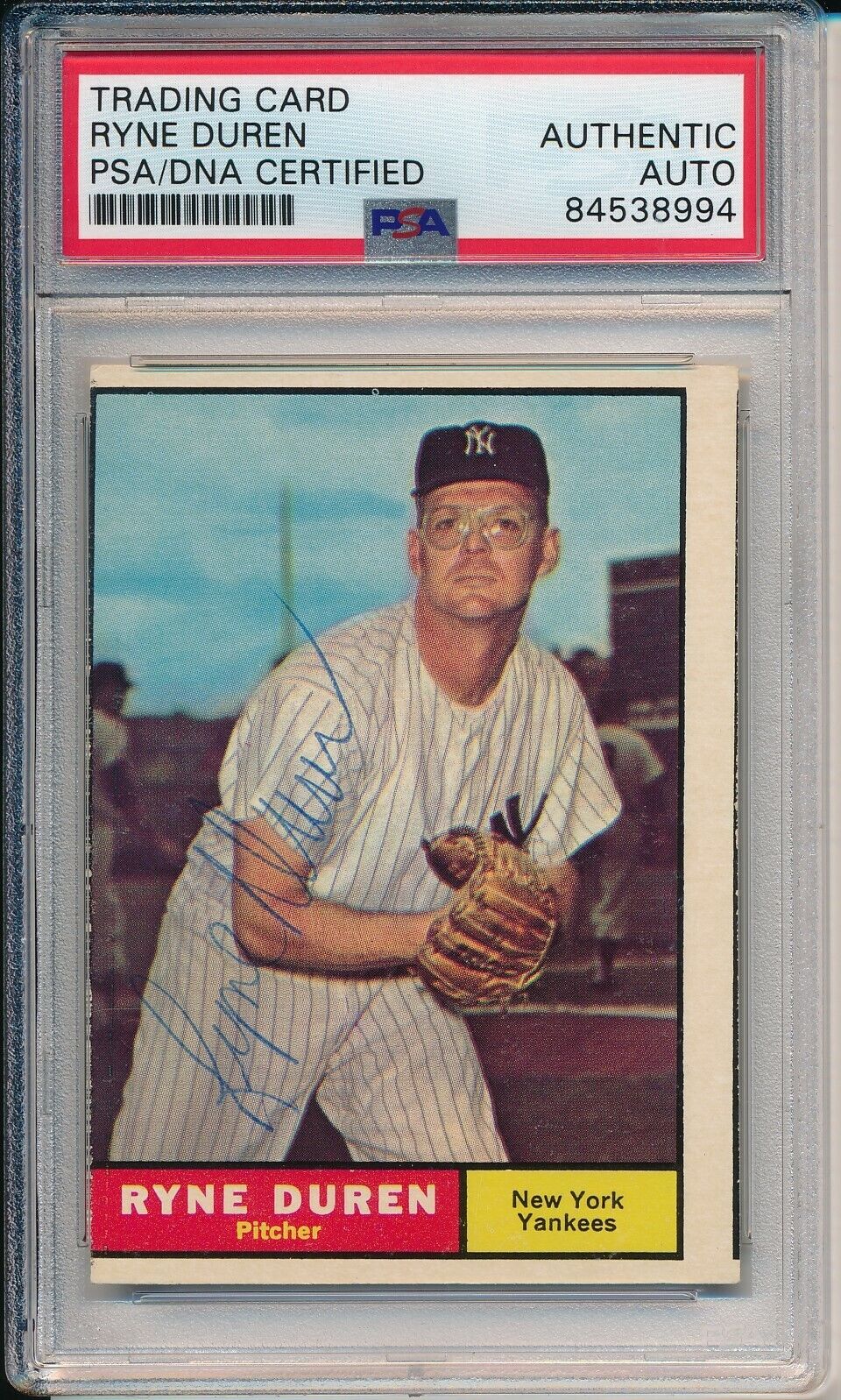 Ryne Duren Yankees Signed/Autographed 1961 TOPPS Card #356 PSA/DNA 166648