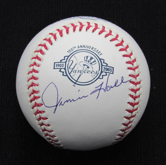 Jimmie Hall Signed/Auto Yankees 100th OML Baseball JSA 186642