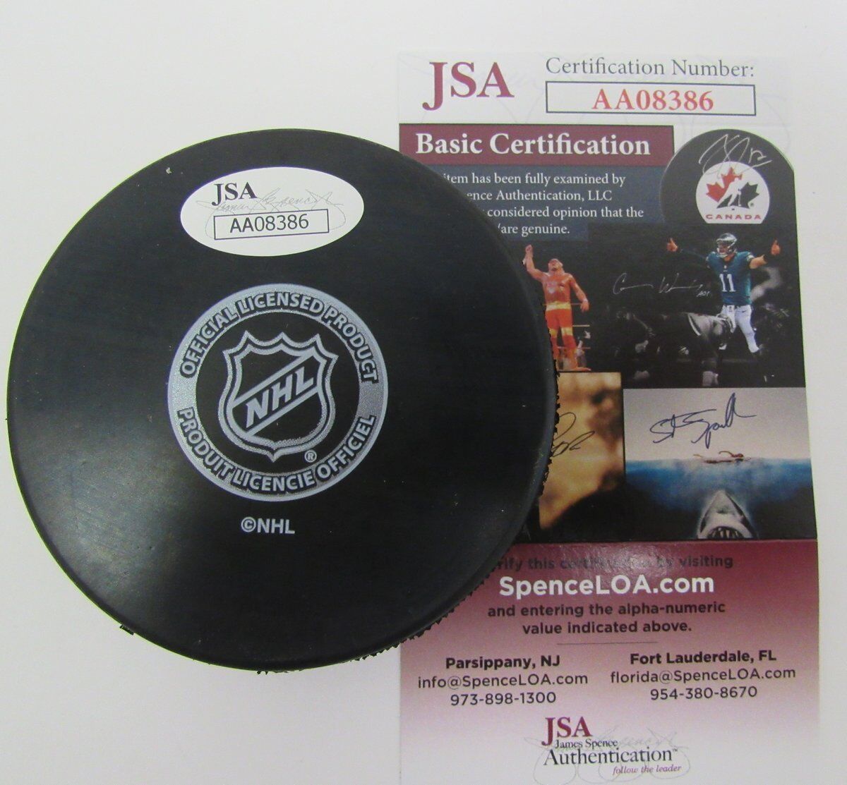 Johan Franzen Red Wings Autographed/Signed Red Wings Logo Puck JSA 139228