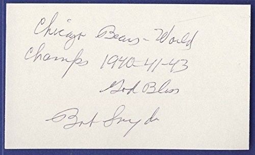 Bob Snyder Bears Signed/Autographed 3x5 Index Card