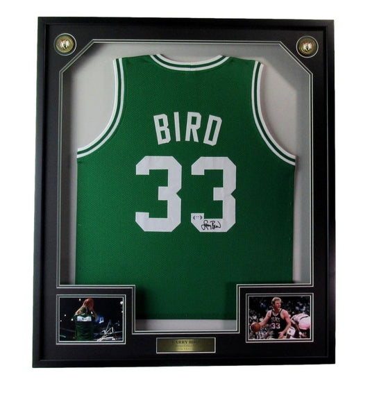 Larry Bird HOF Signed/Auto Celtics Basketball Jersey Framed PSA/DNA 189455