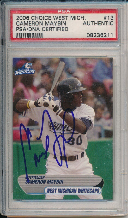 Cameron Maybin West Michigan Whitecaps Signed 2006 Choice Card #13 PSA 146627