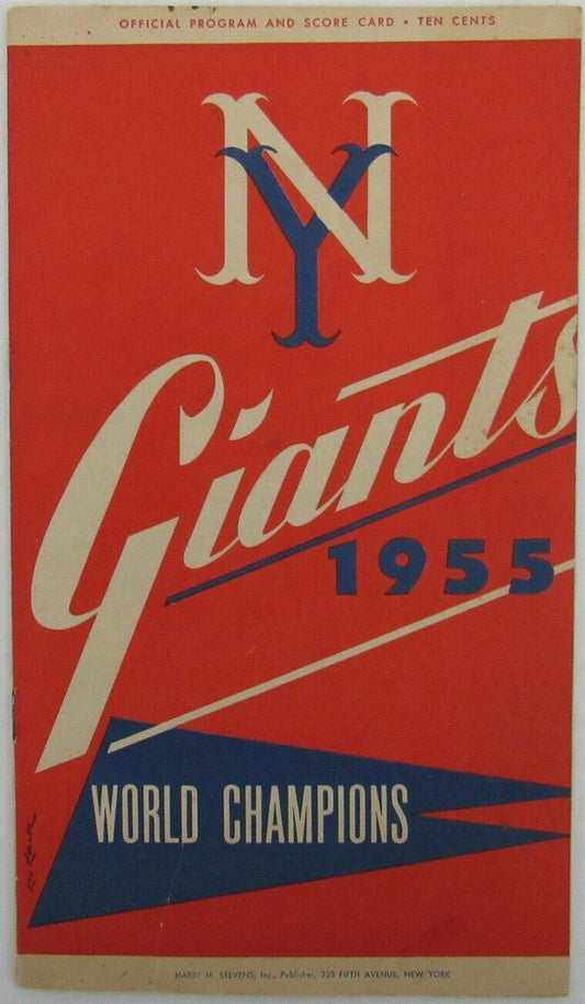 1955 New York Giants vs. Reds Program and Score Card Mays Durocher 165062