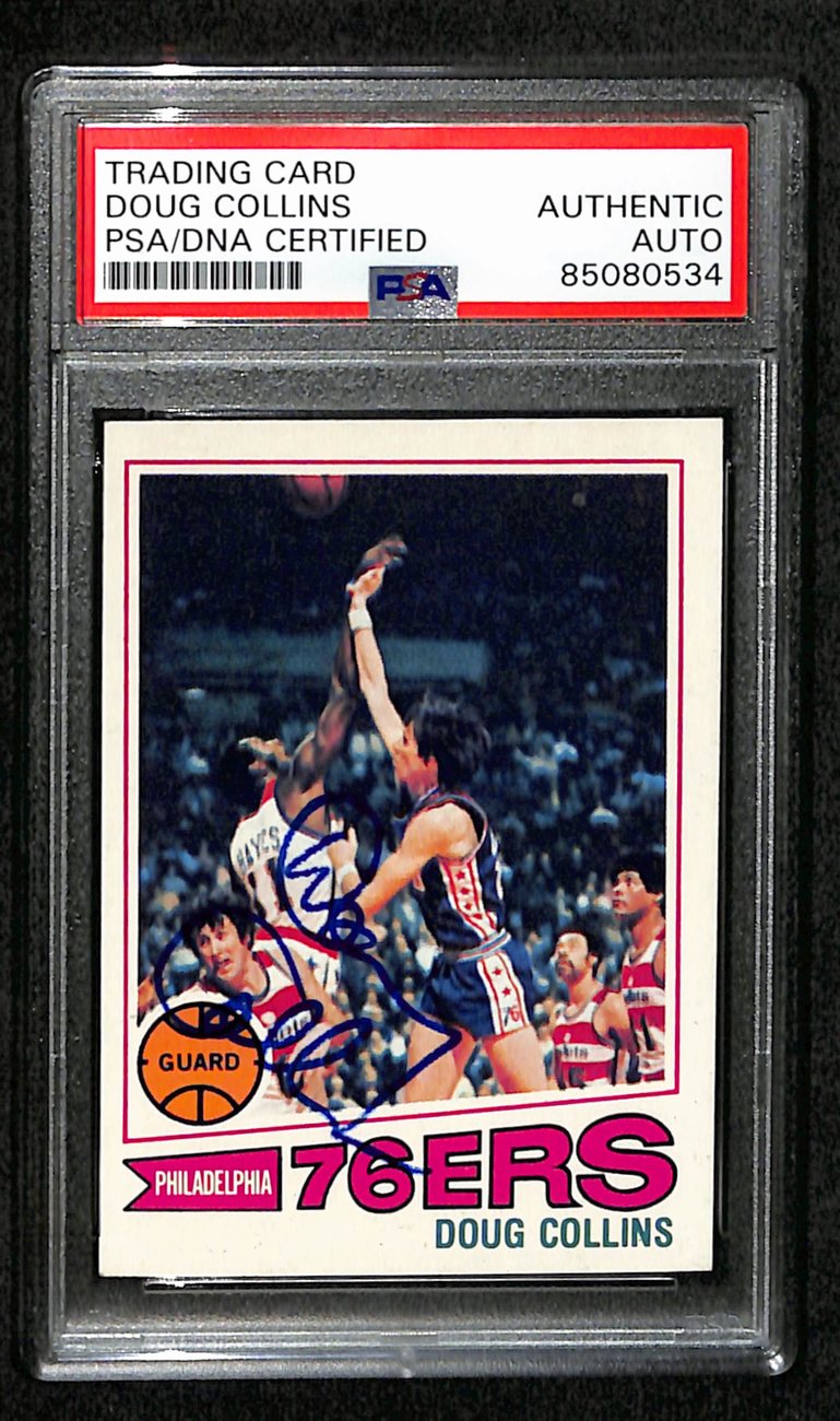 1977/78 TOPPS #65 Doug Collins Auto/Signed Card PSA/DNA 185379