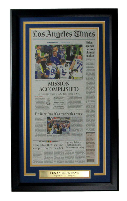 2022 Los Angeles Times Newspaper Rams Super Bowl LVI Champs Framed 166665