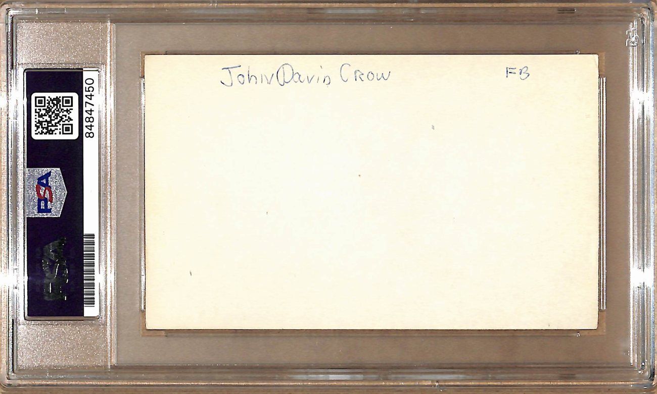 John David Crow Autographed 3x5 Index Card Texs A&M Heisman PSA/DNA 179062