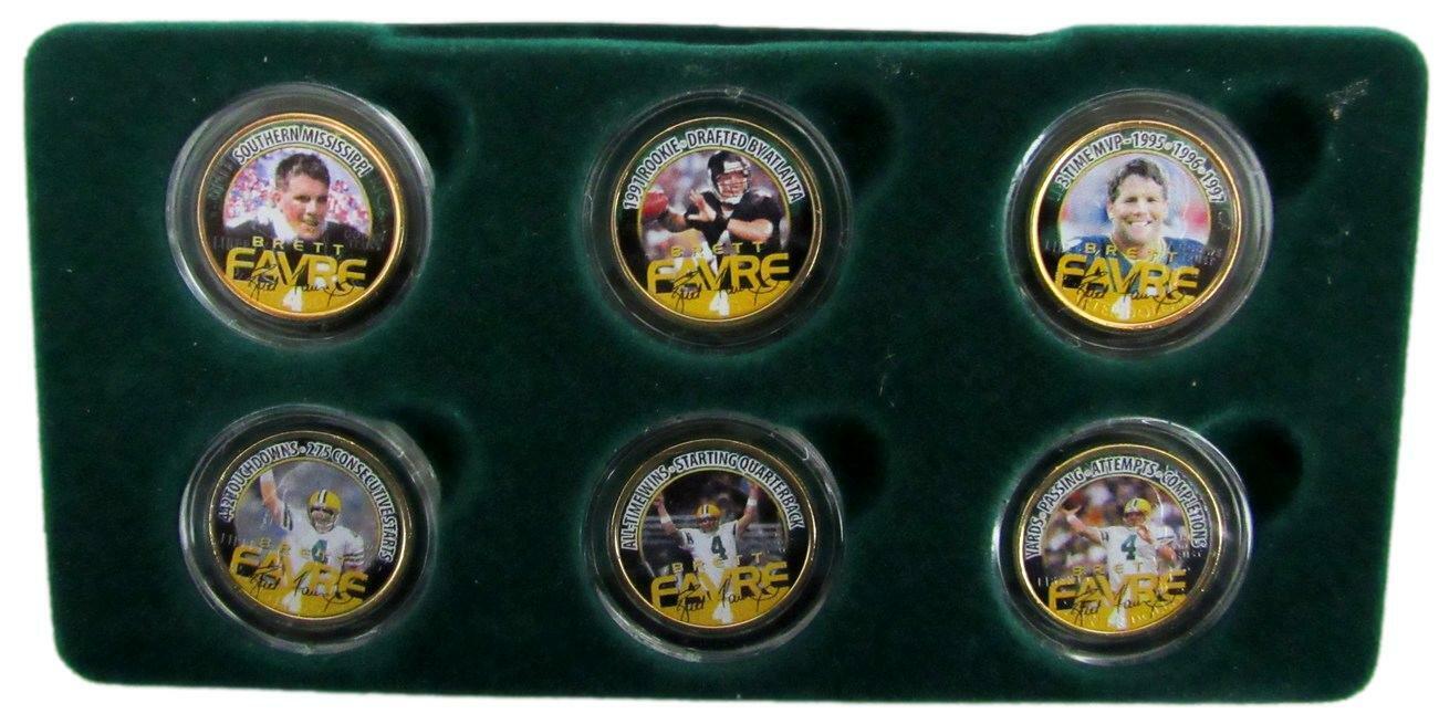 Brett Favre U.S Statehood Quarter Set Official Retirement HOF Packers NFL 24KT