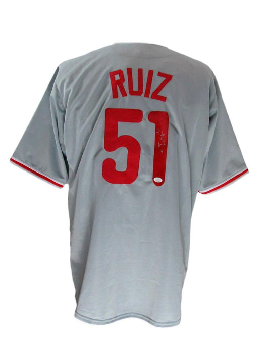 Carlos Ruiz Autographed Grey Custom Baseball Jersey Philadelphia Phillies JSA