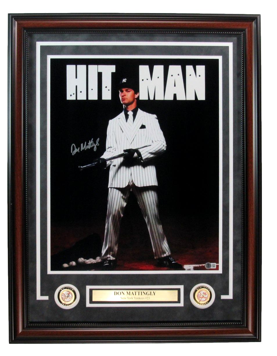 Don Mattingly Autographed NY Yankees Hitman 16x20 Photo Framed Beckett 188974