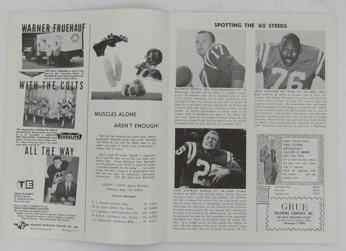 Baltimore Colts Chicago Bears 1960 Official Game Program 130767