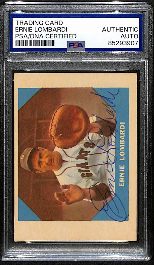 Ernie Lombardi HOF Signed/Auto 1960 Fleer Card #17 NY Giants PSA/DNA 190899