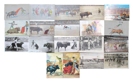 Lot of (19) Vintage Bull Fighting Themed Postcards