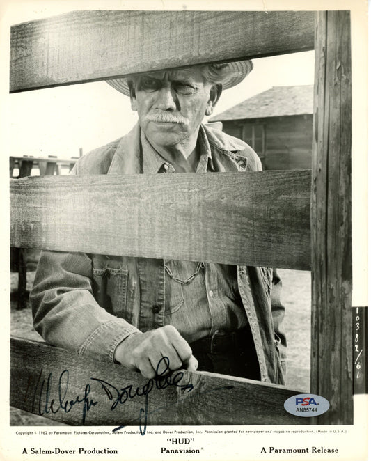 Melvyn Douglas Signed/Auto 8x10 B/W Photo Oscar Actor "Hud" PSA/DNA 192064