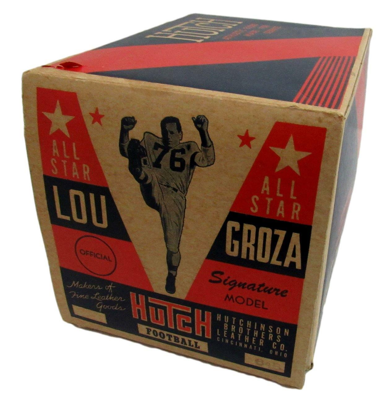 Hutch "Lou The Toe Groza" store model football in original box c.1950s 158033