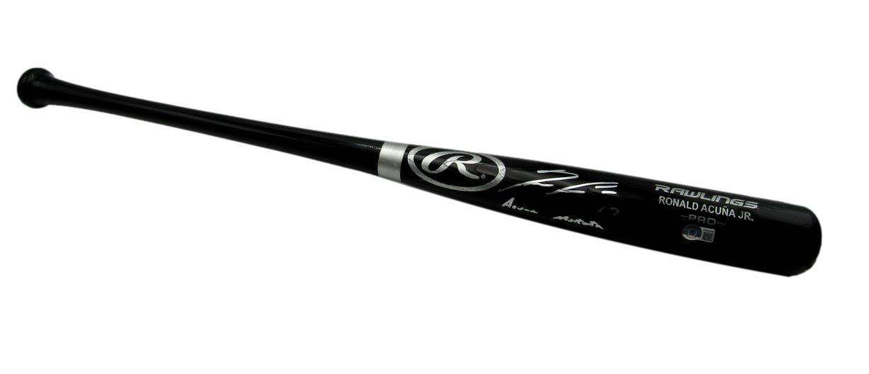 Ronald Acuna Jr. Braves Signed Engraved Rawlings Black Baseball Bat BAS 161827