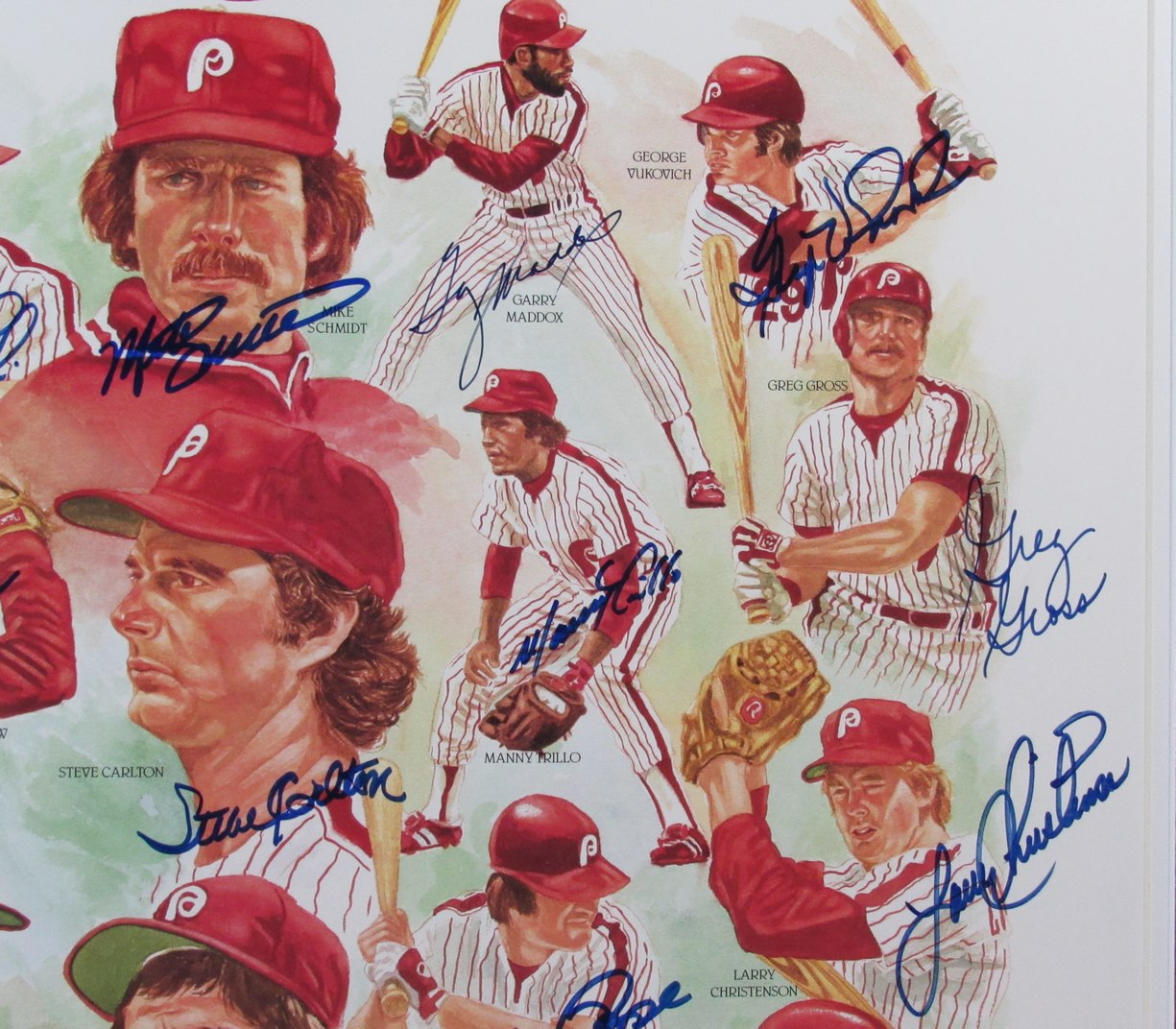 1980 Phillies World Series Team Signed (31) 20x30 Poster Framed PSA/DNA 179686