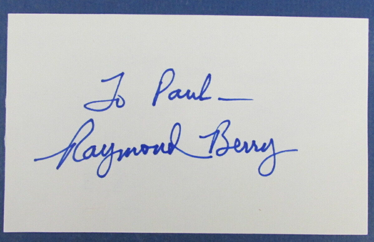 Raymond Berry Colts HOF Signed 3x5 Index Card 126785