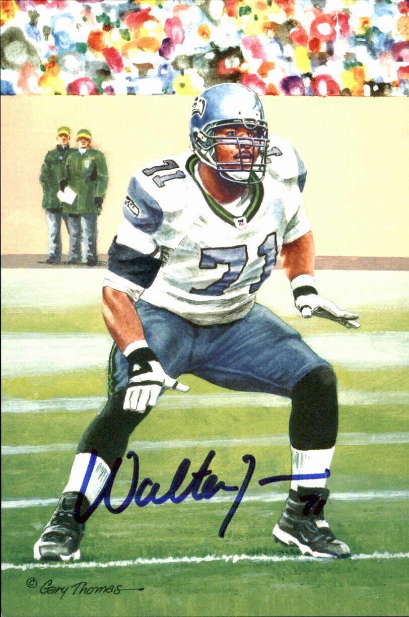 Walter Jones HOF Seahawks Signed/Auto Goal Line Art GLAC Postcard JSA 167066