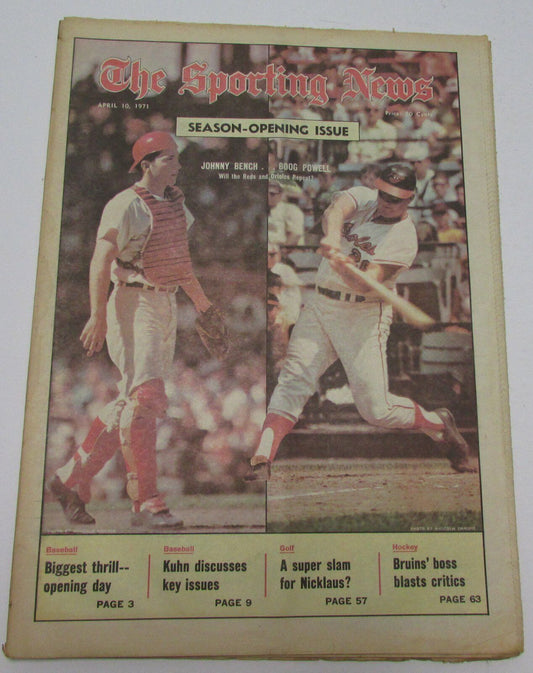 Johnny Bench/Boog Powell April 10, 1971 Sporting News Cover 144684