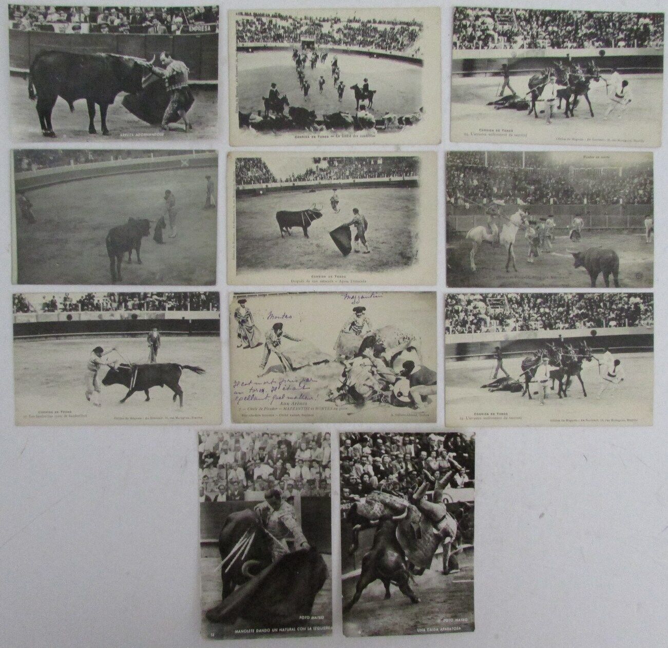 Lot of (11) Vintage Postcards with Spanish Bull Fighting Theme