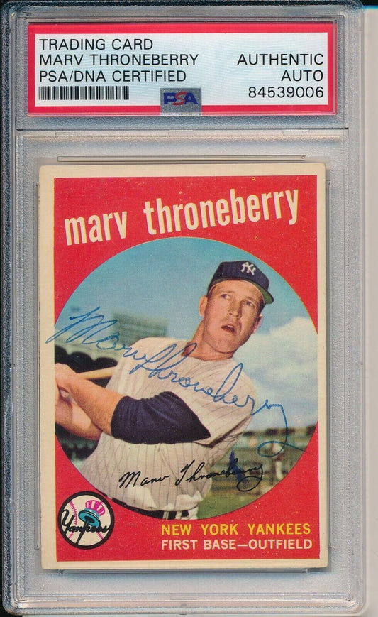 Marv Throneberry Yankees Signed/Autographed 1959 TOPPS Card #326 PSA/DNA 166635