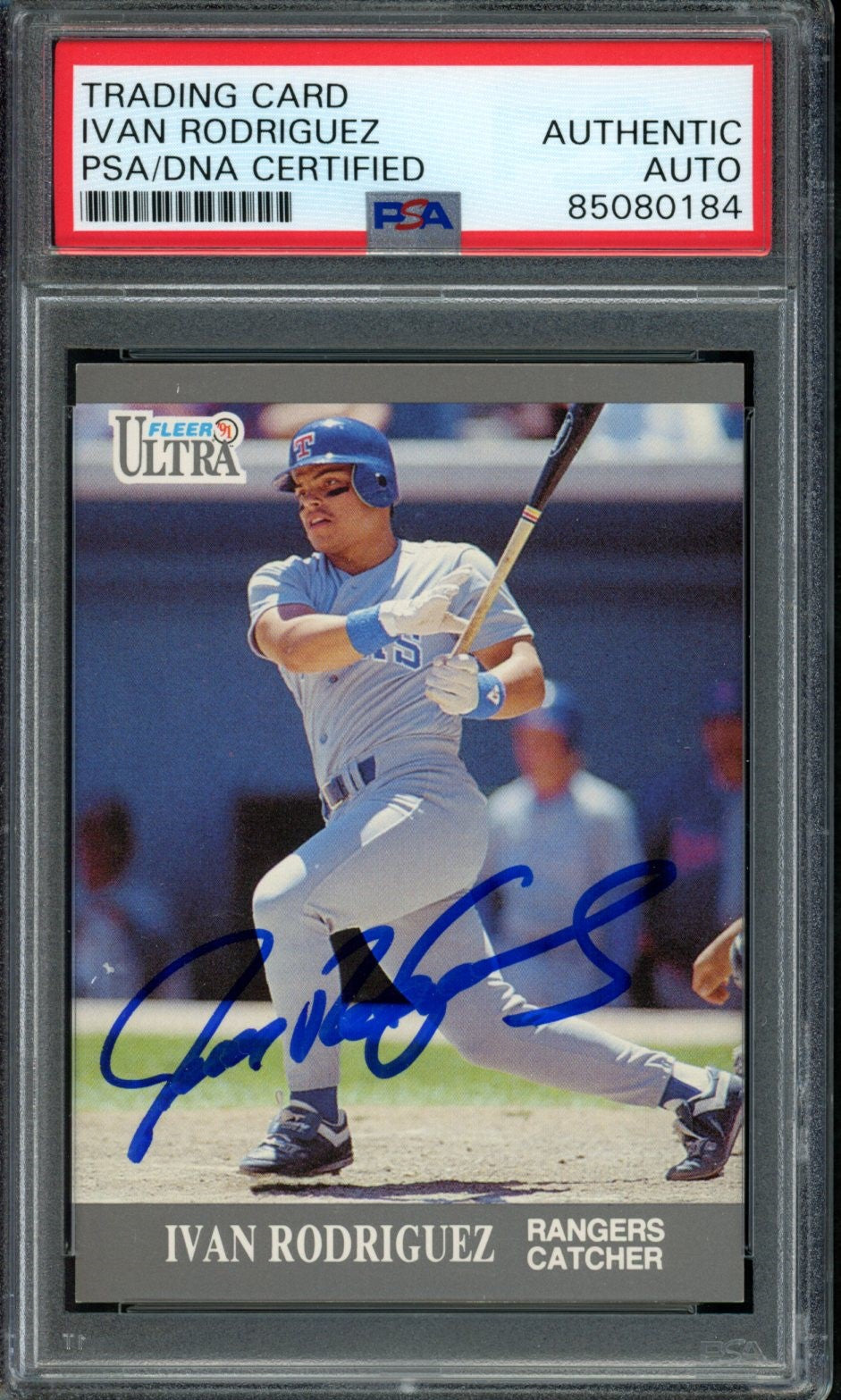 Ivan Rodriguez HOF Autographed 1991 Ultra Rookie Card #U-58 Rangers PSA/DNA