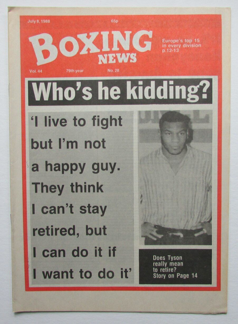 July 8, 1988 Boxing News Magazine Mike Tyson