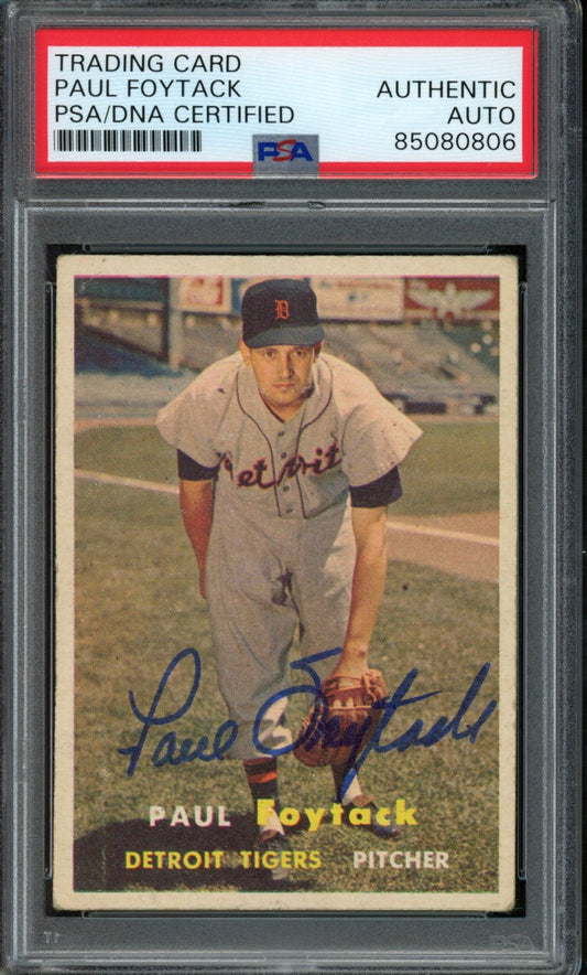 Paul Foytack Signed 1957 Topps Card #77 Detroit Tigers PSA/DNA 184138