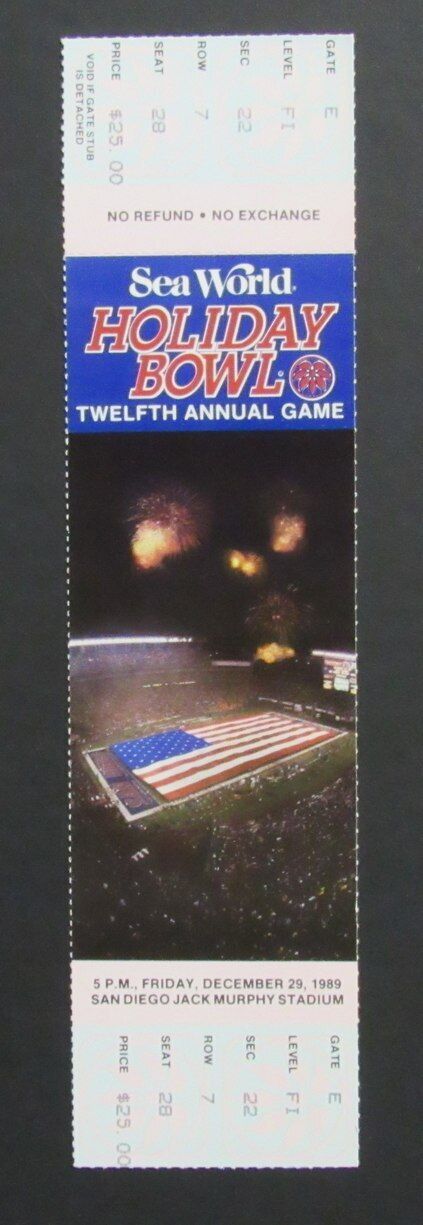 1989 Holiday Bowl College Football Game Full Ticket Penn State vs. BYU