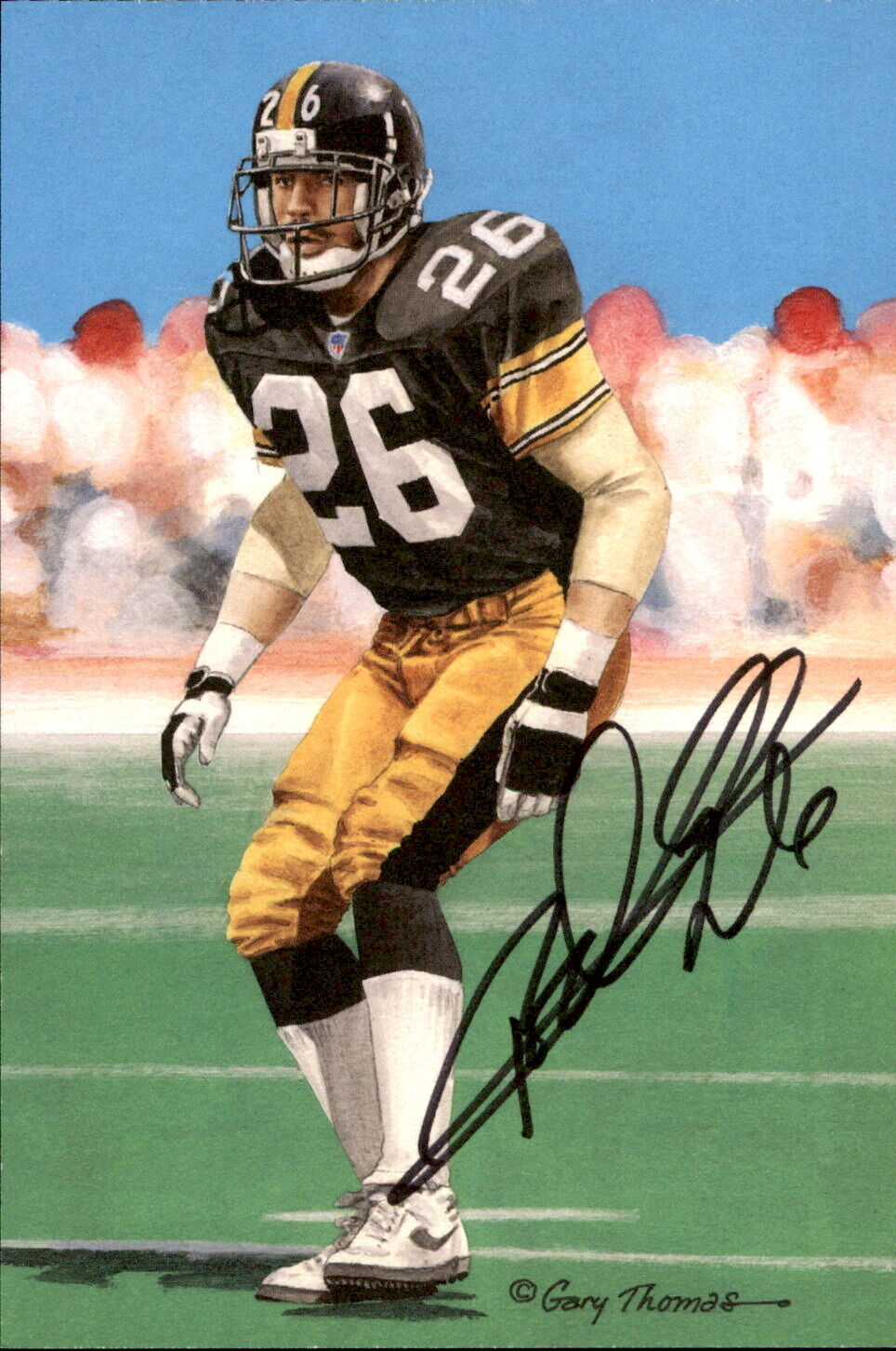 Rod Woodson HOF Autographed Goal Line Art GLAC Postcard LE 46/100 Steelers JSA