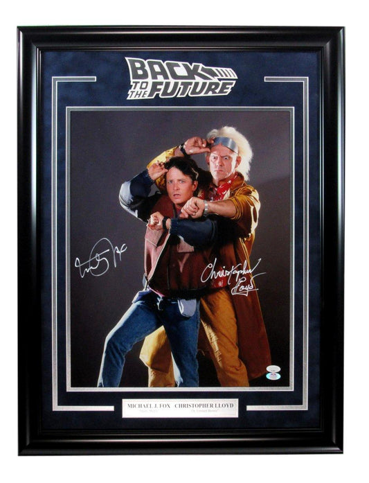 Michael J Fox/Christopher Lloyd Dual-Signed 16x20 Photo Framed JSA/PSA 193319