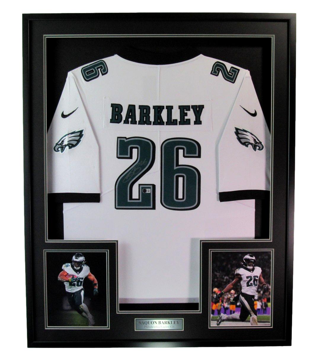 Saquon Barkley Signed/Autographed Eagles Football Jersey Framed Beckett 192411