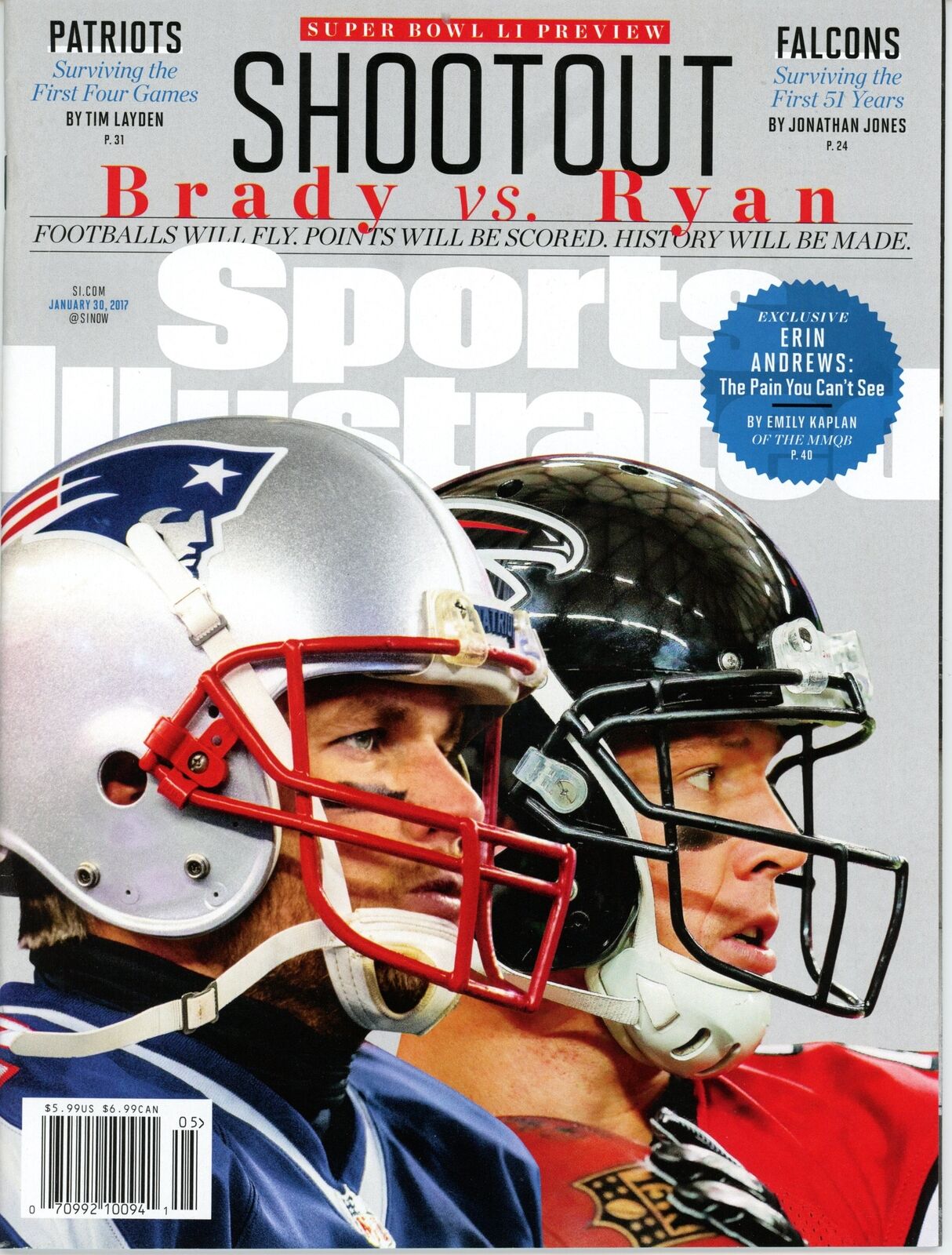 January 30, 2017 Tom Brady Sports Illustrated Magazine NO LABEL 181999