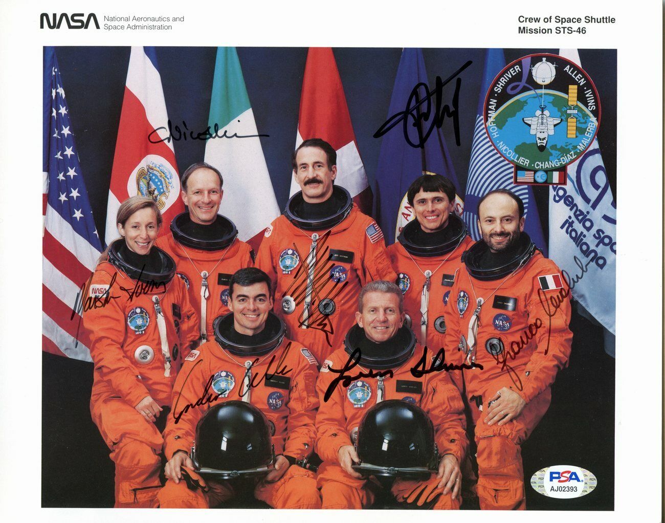 NASA Space Shuttle Mission STS-46 Signed Crew (7) 8x10 Photo PSA/DNA 167358