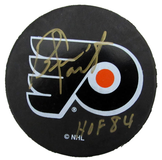 Bernie Parent HOF Signed/Inscribed Philadelphia Flyers Hockey Puck JSA 188444