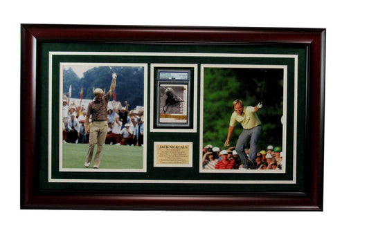 Jack Nicklaus Signed/Auto Trading Card with Photo Collage Framed PSA/DNA 192644