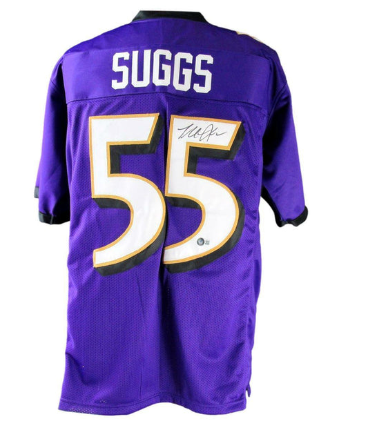 Terrell Suggs Autographed Purple Custom Jersey Baltimore Ravens Beckett