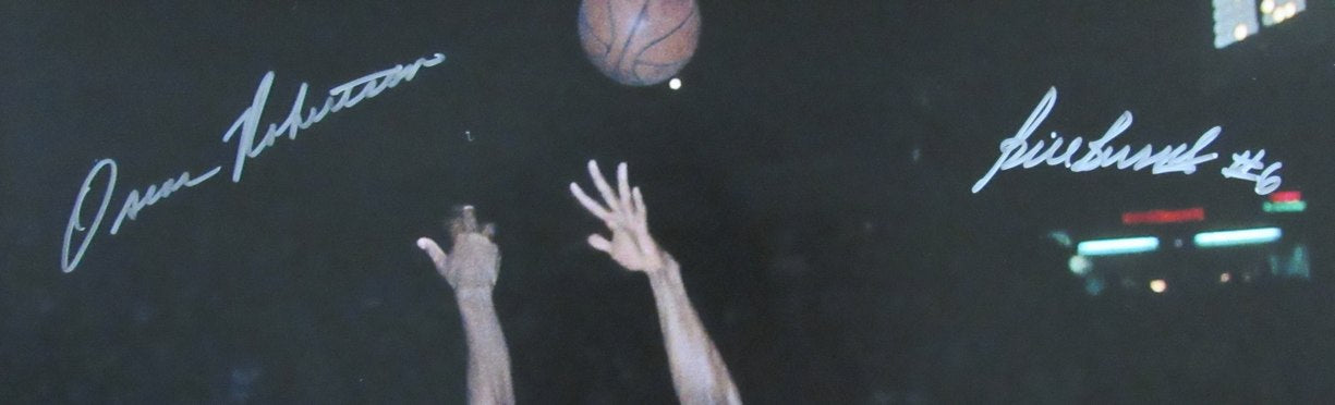 Bill Russell/Oscar Robertson Dual-Autographed 16x20 Photo JSA 180015